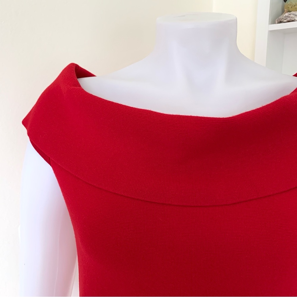 Ann Taylor red knit off the shoulder top - Picture 6 of 16